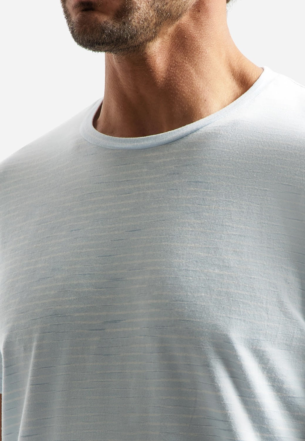 No Excess Striped Crew Neck Tee in Sky