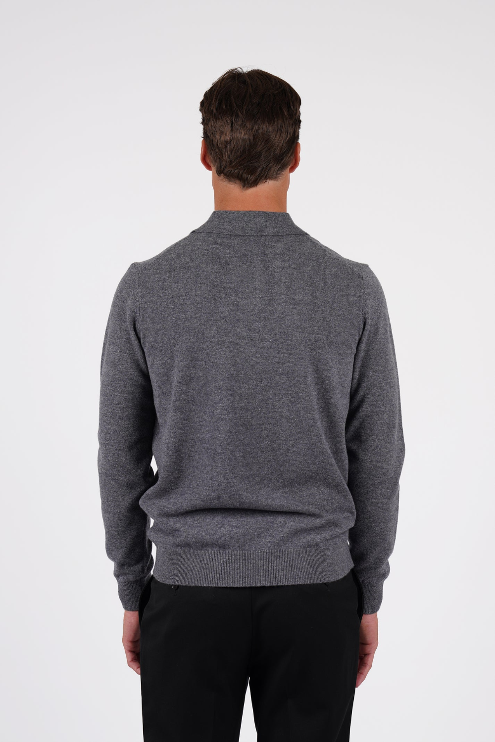 HARDY AMIES PURE MERINO WOOL L/S POLO