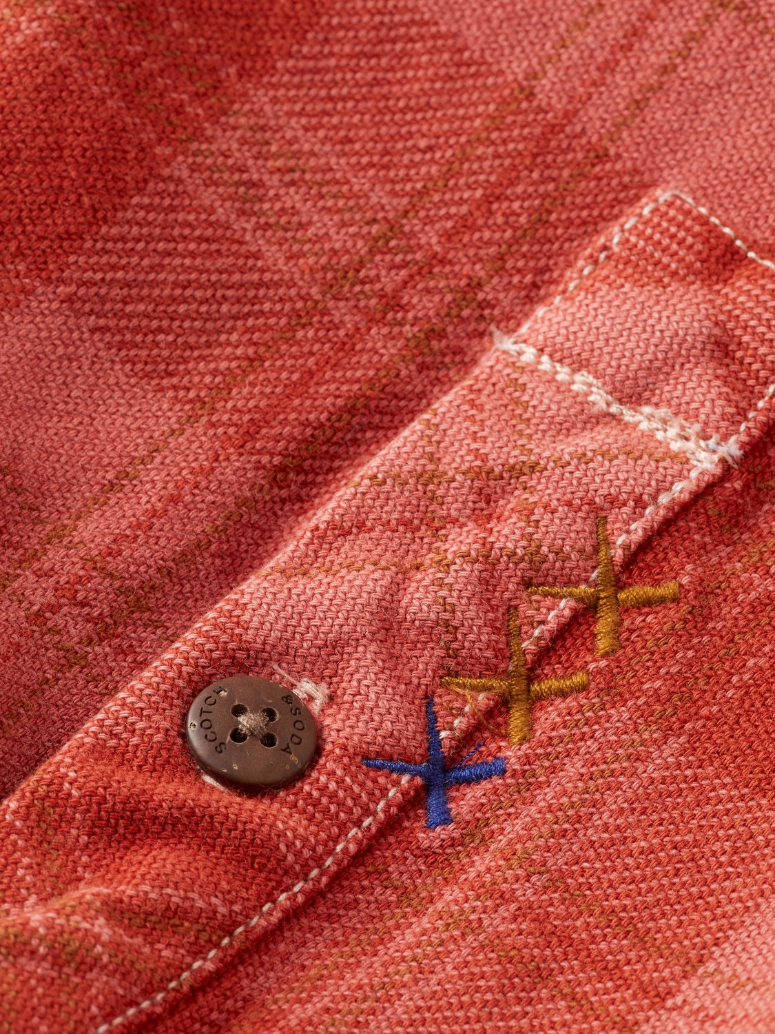 SCOTCH & SODA WASHED DENIM CHECK OVERSHIRT 180860