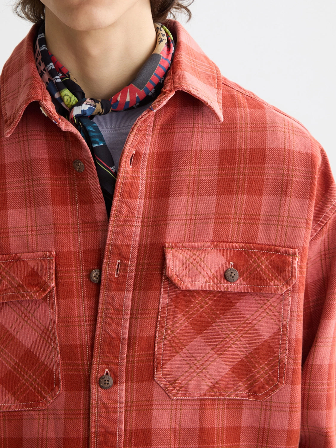 SCOTCH & SODA WASHED DENIM CHECK OVERSHIRT 180860
