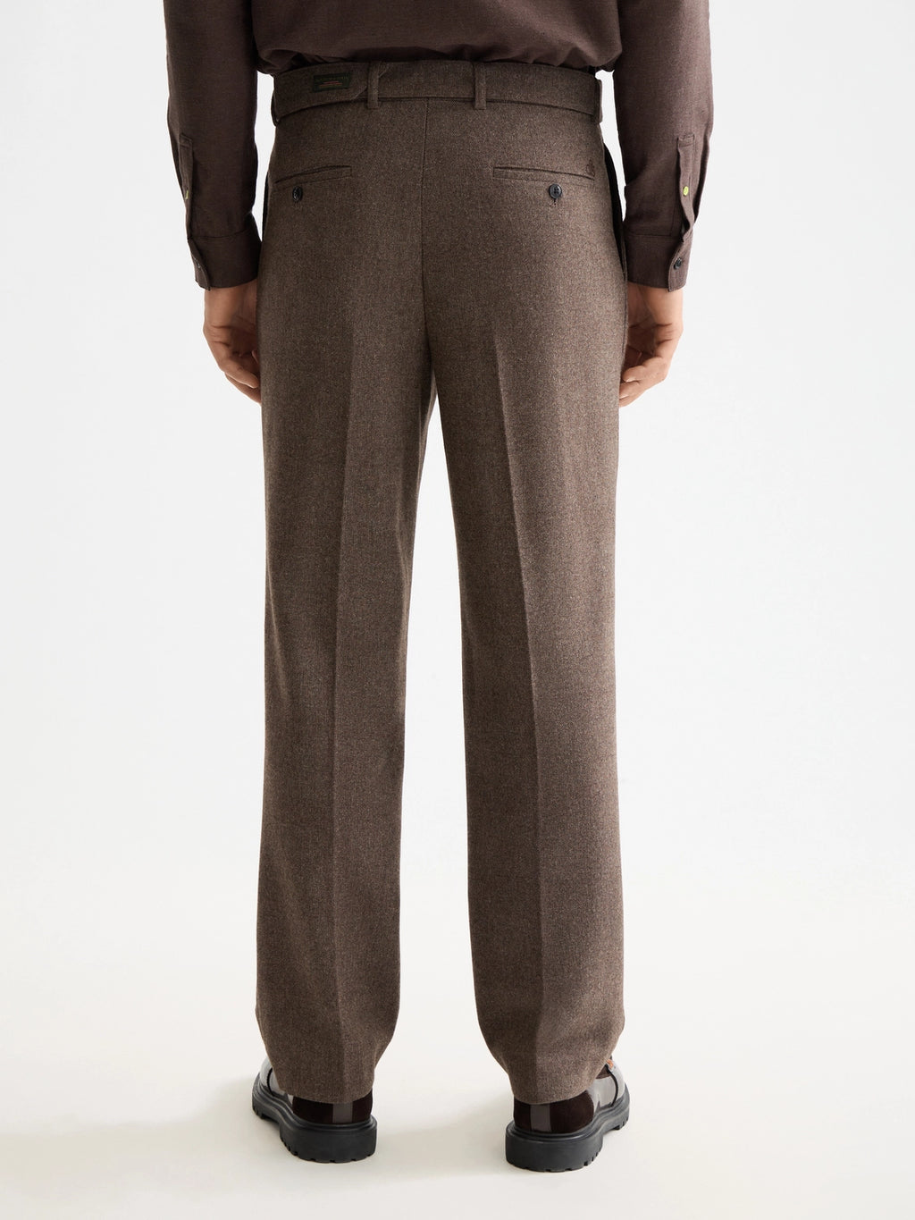 SCOTCH & SODA RELAXED STRAIGHT PLEATED H/BONE TROUSER 181176