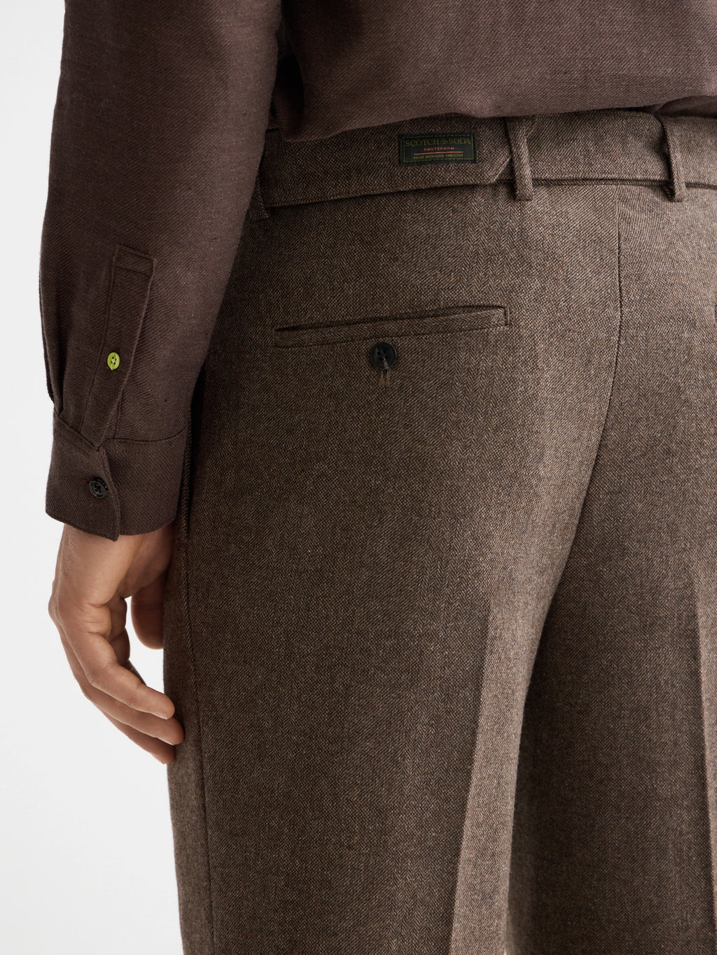 SCOTCH & SODA RELAXED STRAIGHT PLEATED H/BONE TROUSER 181176