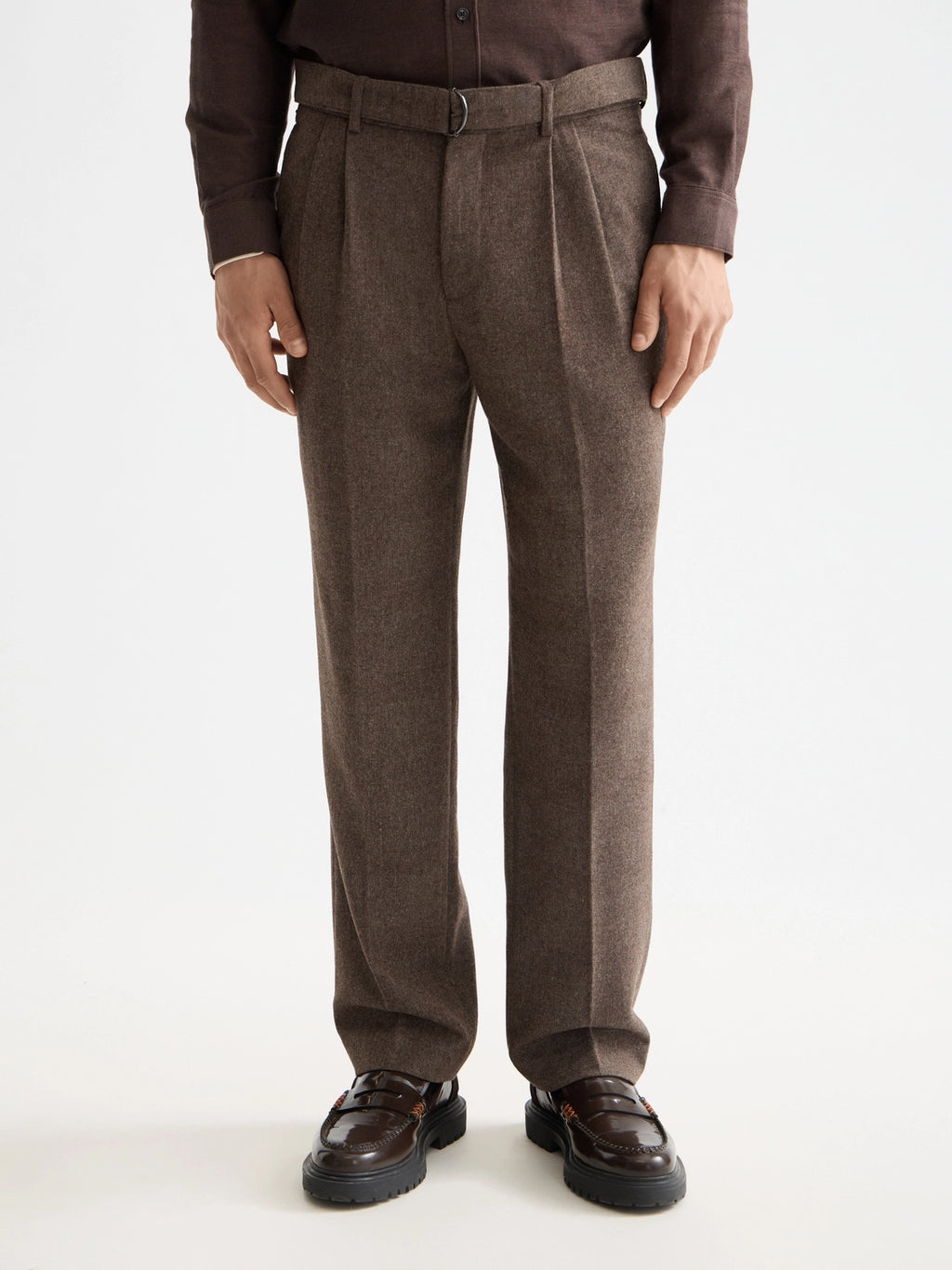 SCOTCH & SODA RELAXED STRAIGHT PLEATED H/BONE TROUSER 181176