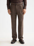 SCOTCH & SODA RELAXED STRAIGHT PLEATED H/BONE TROUSER 181176