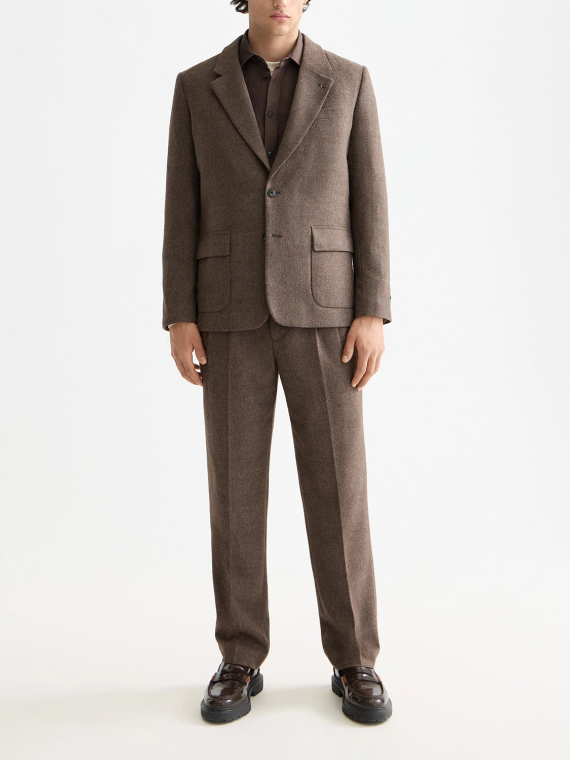 SCOTCH & SODA RELAXED STRAIGHT PLEATED H/BONE TROUSER 181176