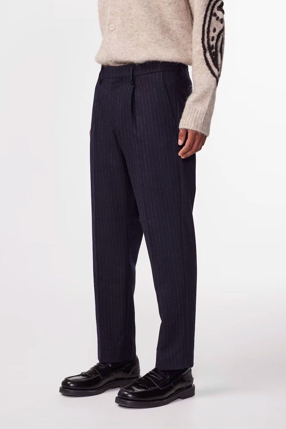NN07 BILL WOOL BLEND SINGLE PLEAT PINSTRIPE TROUSER 1630