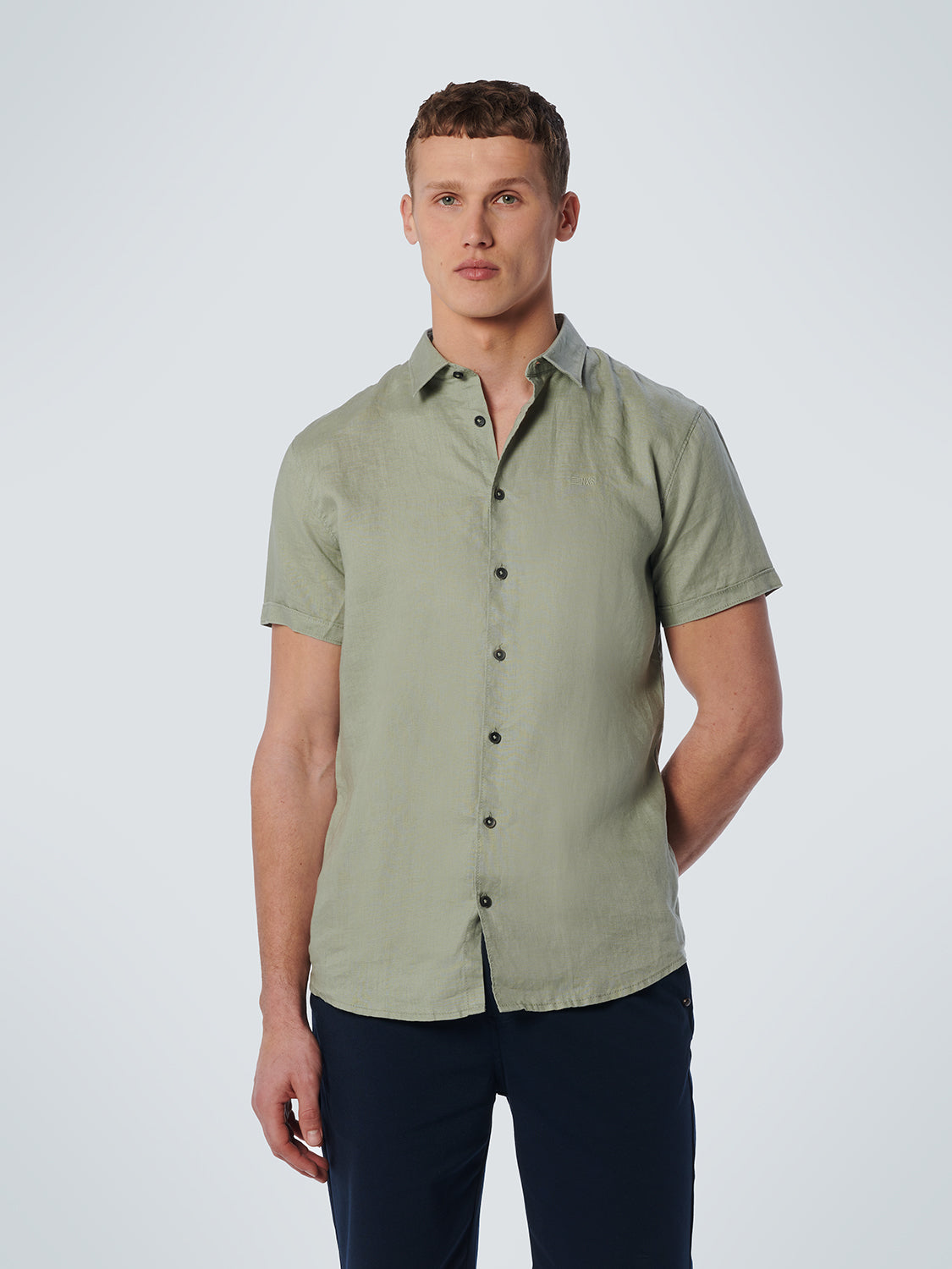 NO EXCESS SOLID LINEN S/S SHIRT 19490364