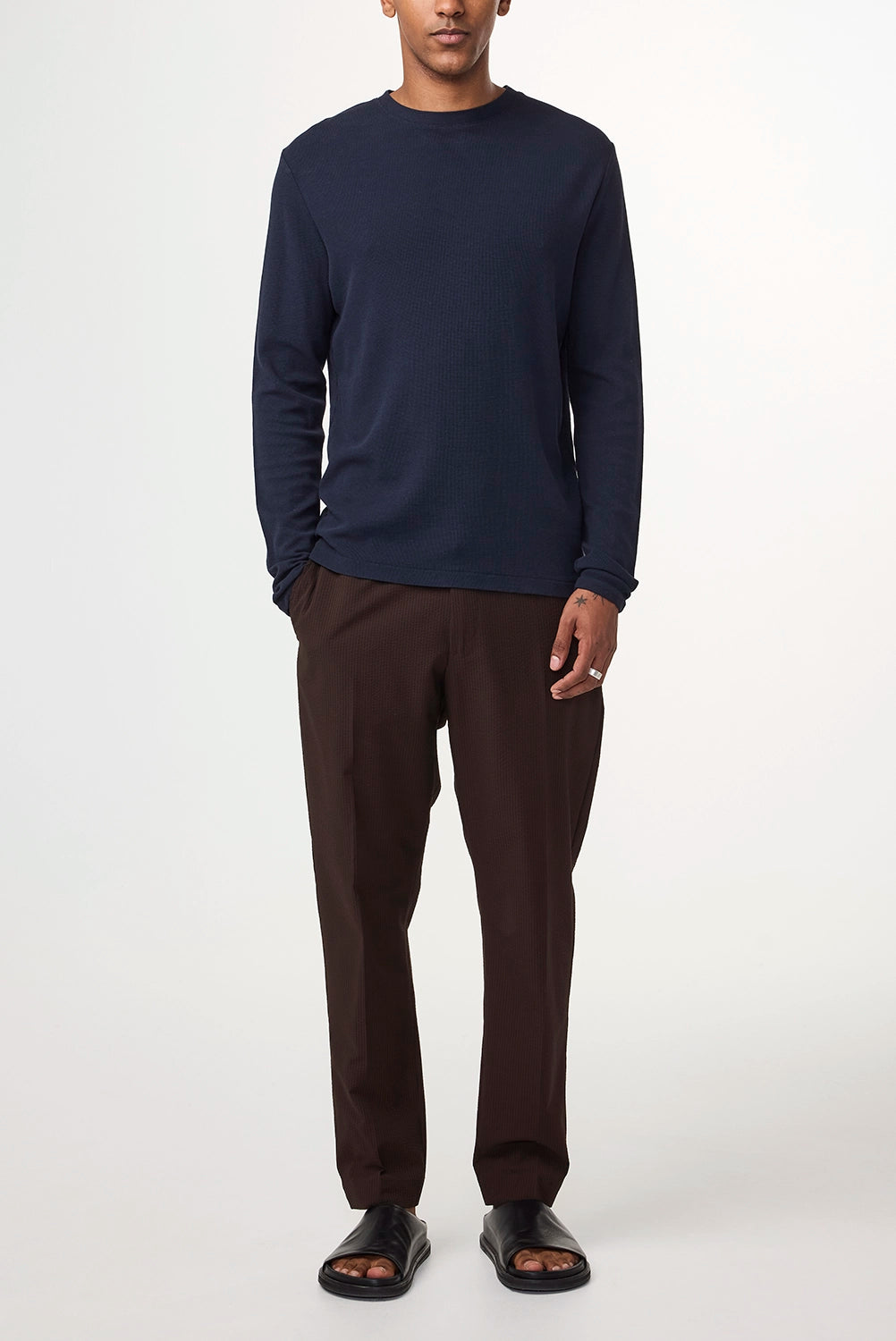 NN07 CLIVE COTTON TENCEL MODAL JERSEY WAFFLE KNIT L/S TSHIRT 3323