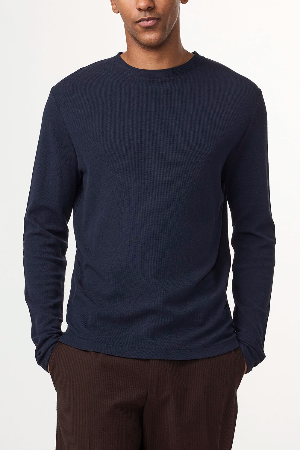 NN07 CLIVE COTTON TENCEL MODAL JERSEY WAFFLE KNIT L/S TSHIRT 3323