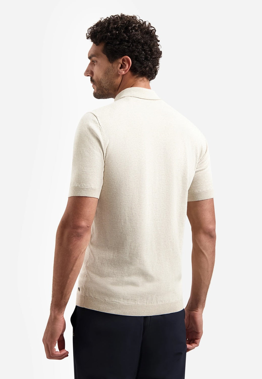 No Excess Zip Neck Knit Polo in Desert