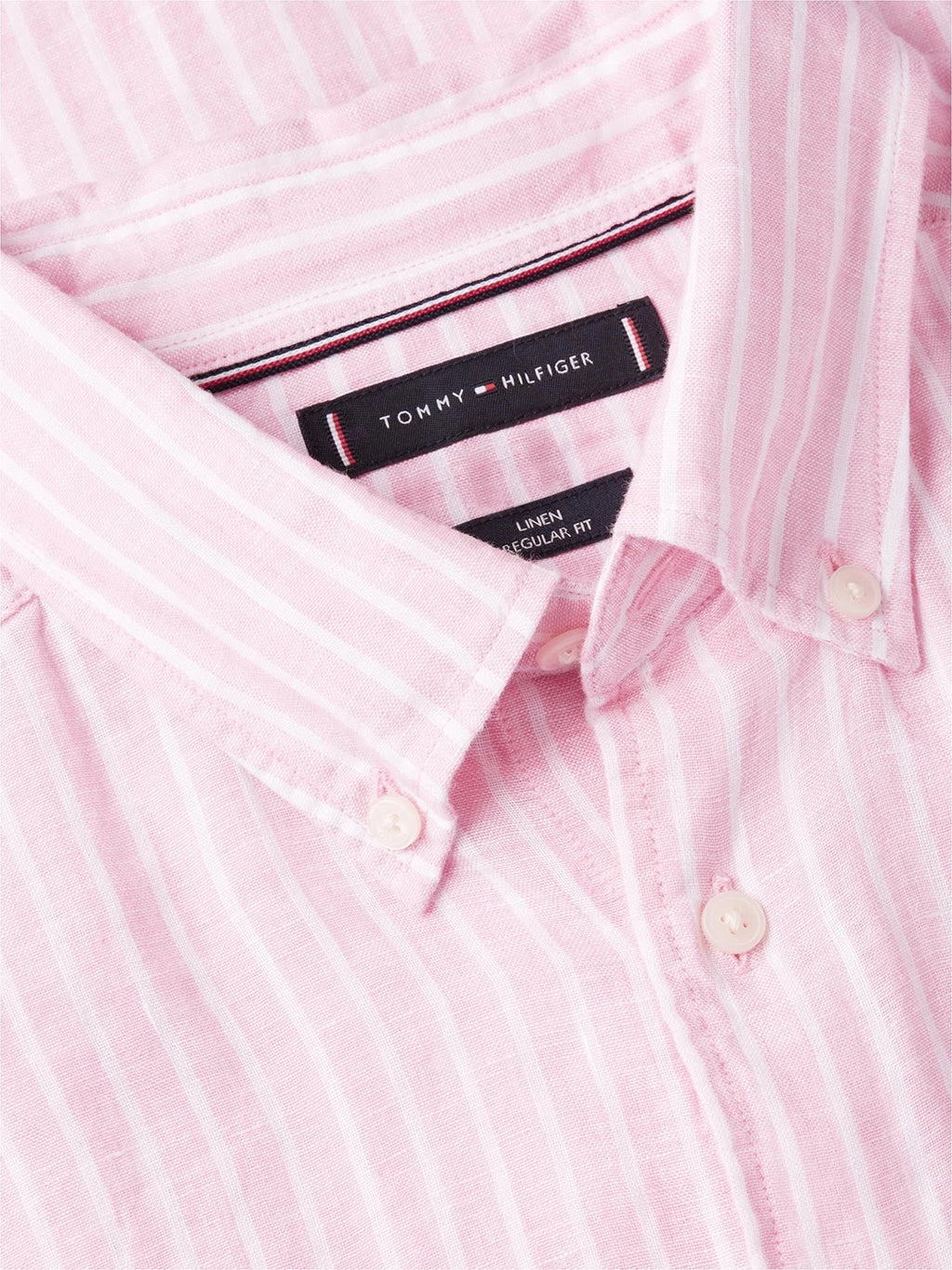 Tommy Hilfiger Linen Bengal Stripe Long Sleeve Shirt in Classic Pink