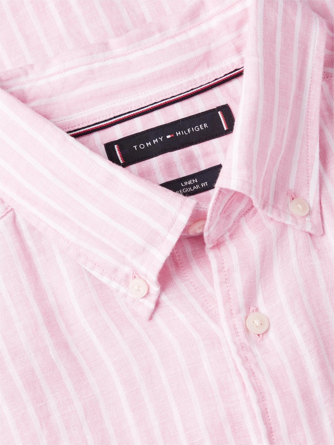 Tommy Hilfiger Linen Bengal Stripe Long Sleeve Shirt in Classic Pink