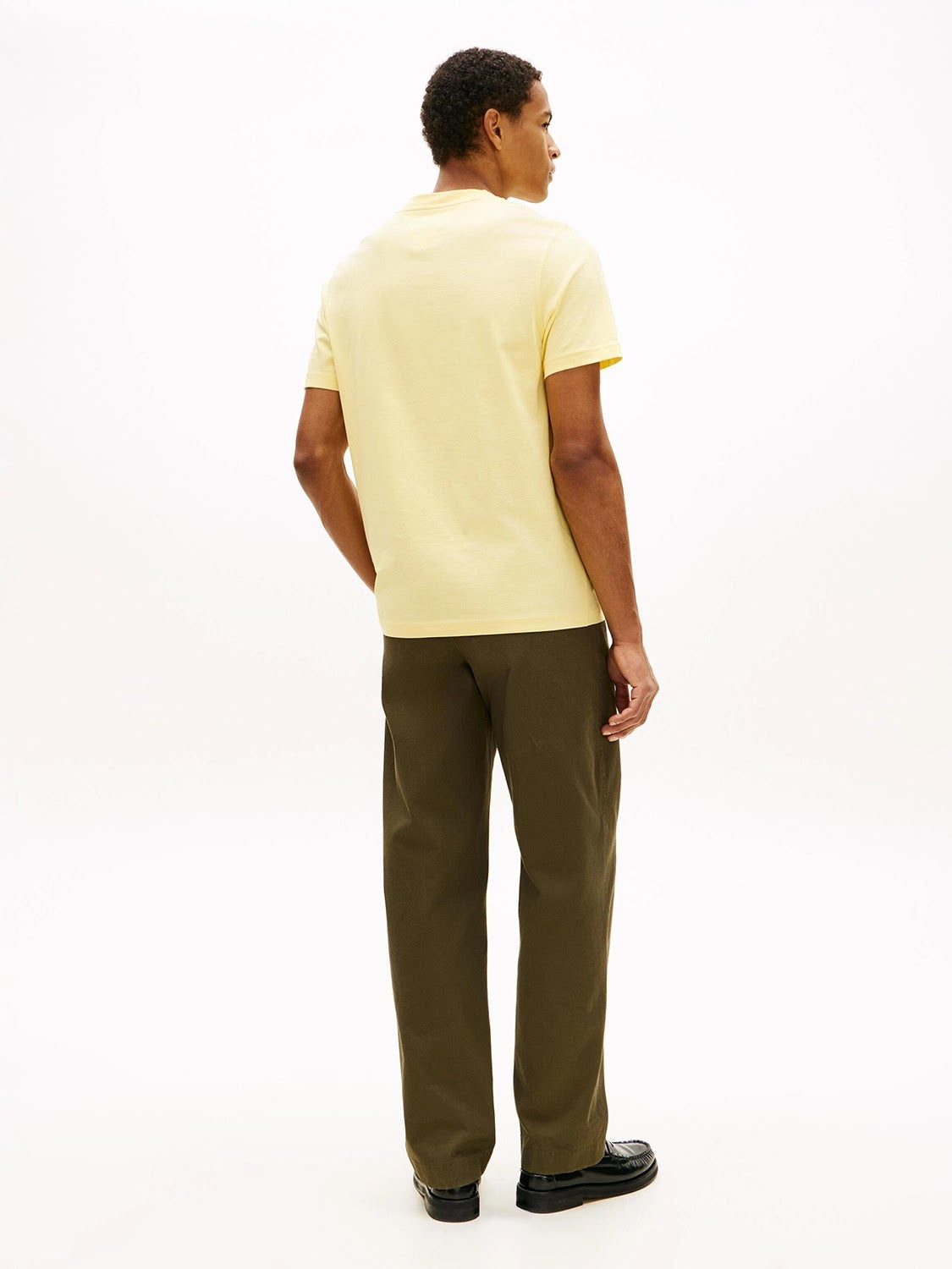 Tommy Hilfiger Script Logo Mercerised Cotton Jersey Tee in Citronella