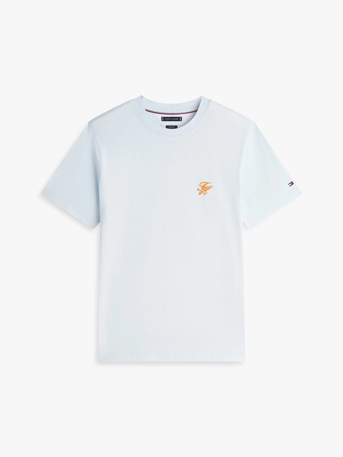 Tommy Hilfiger Script Logo Mercerised Cotton Jersey Tee in Keepsake Blue