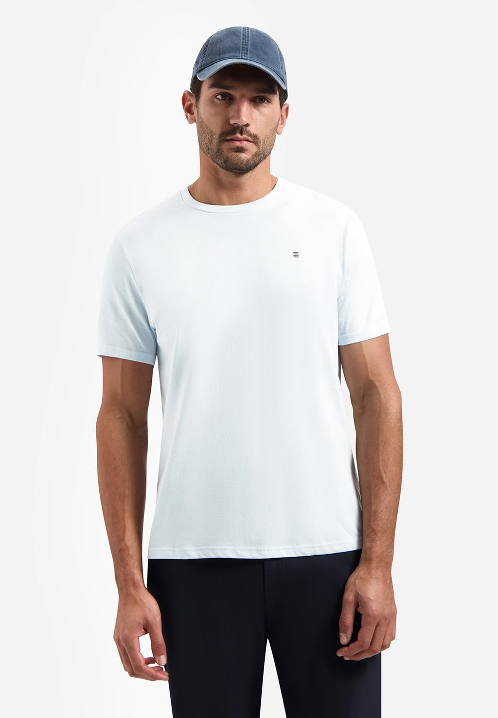 No Excess Solid Crew Neck Tee in Sky