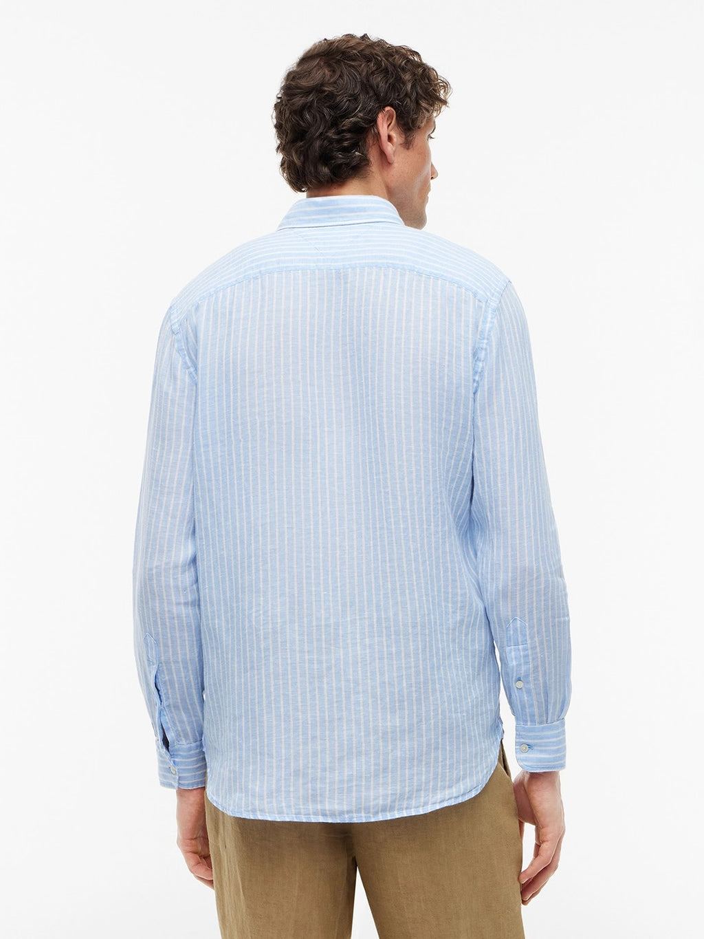 Tommy Hilfiger Linen Bengal Stripe Long Sleeve Shirt in Cloudy Blue
