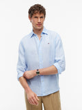 Tommy Hilfiger Linen Bengal Stripe Long Sleeve Shirt in Cloudy Blue