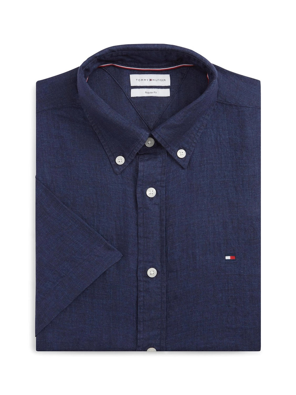 Tommy Hilfiger 100% Linen Short Sleeve Shirt in Carbon Navy