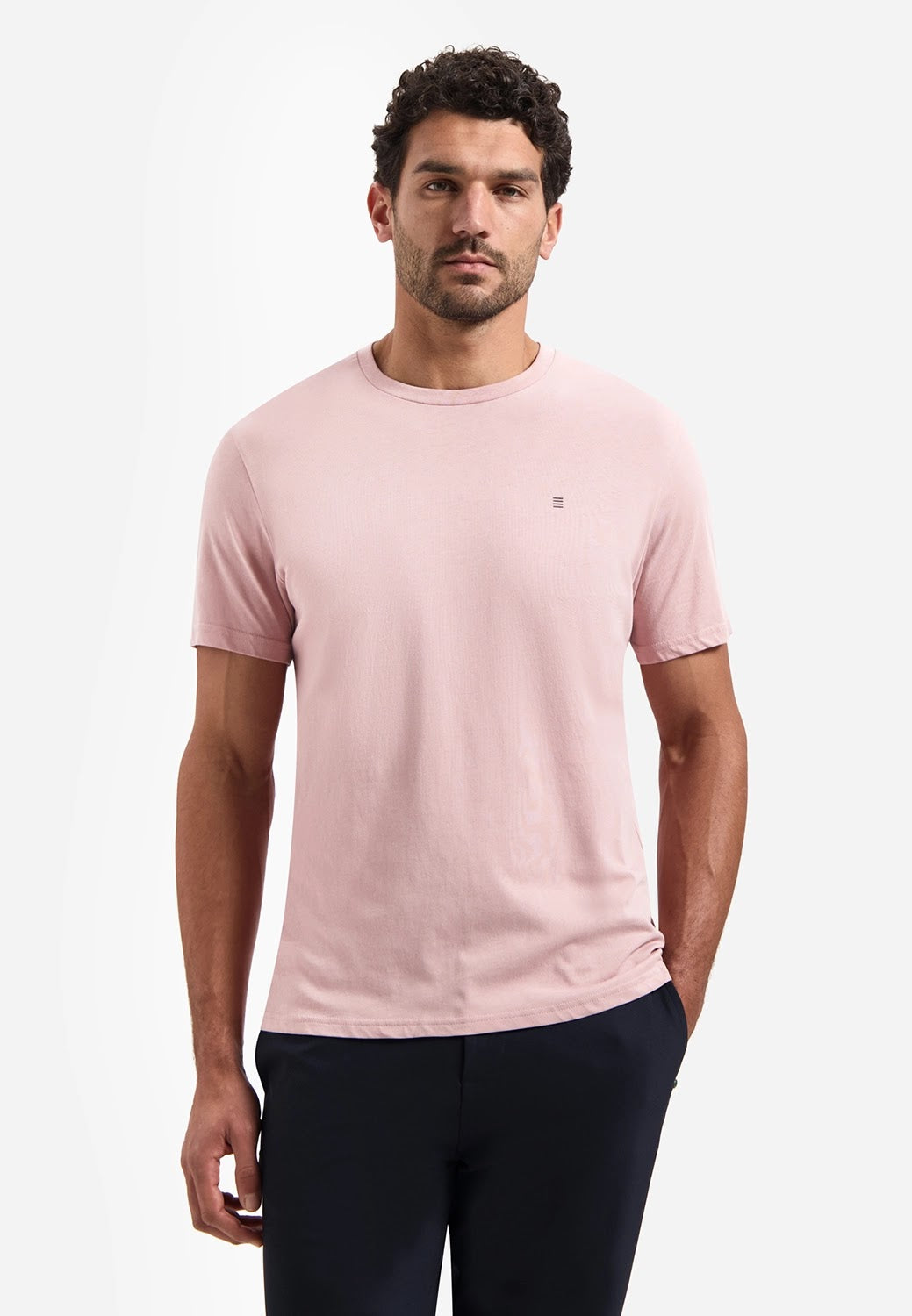 No Excess Solid Crew Neck Tee in Light Mauve