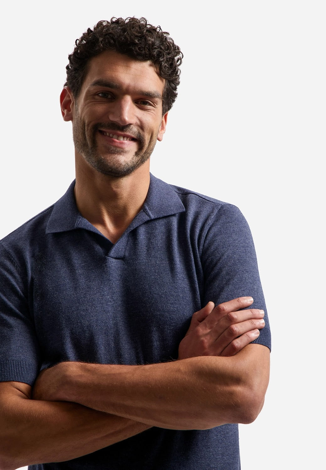 No Excess Johnny Collar Knit Polo in Night