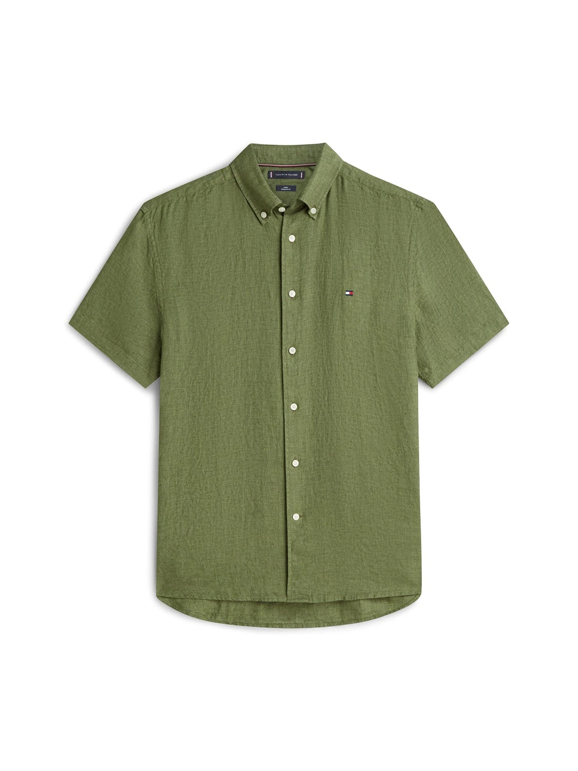 Tommy Hilfiger 100% Linen Short Sleeve Shirt in Dark Artichoke
