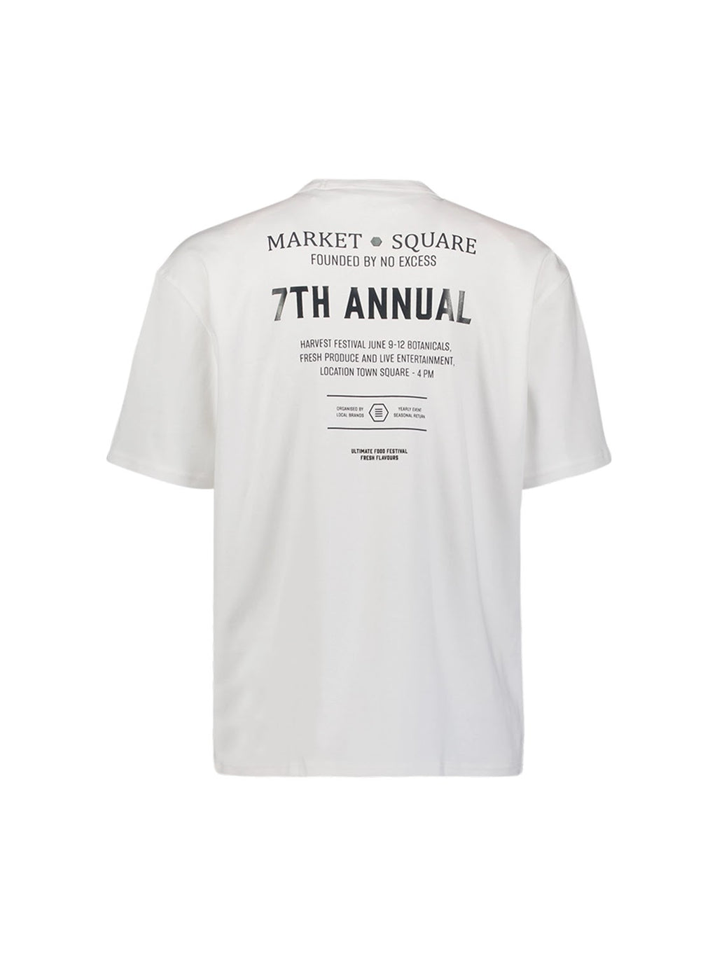 No Excess Logo Relaxed Fit Crew Neck Tee in White