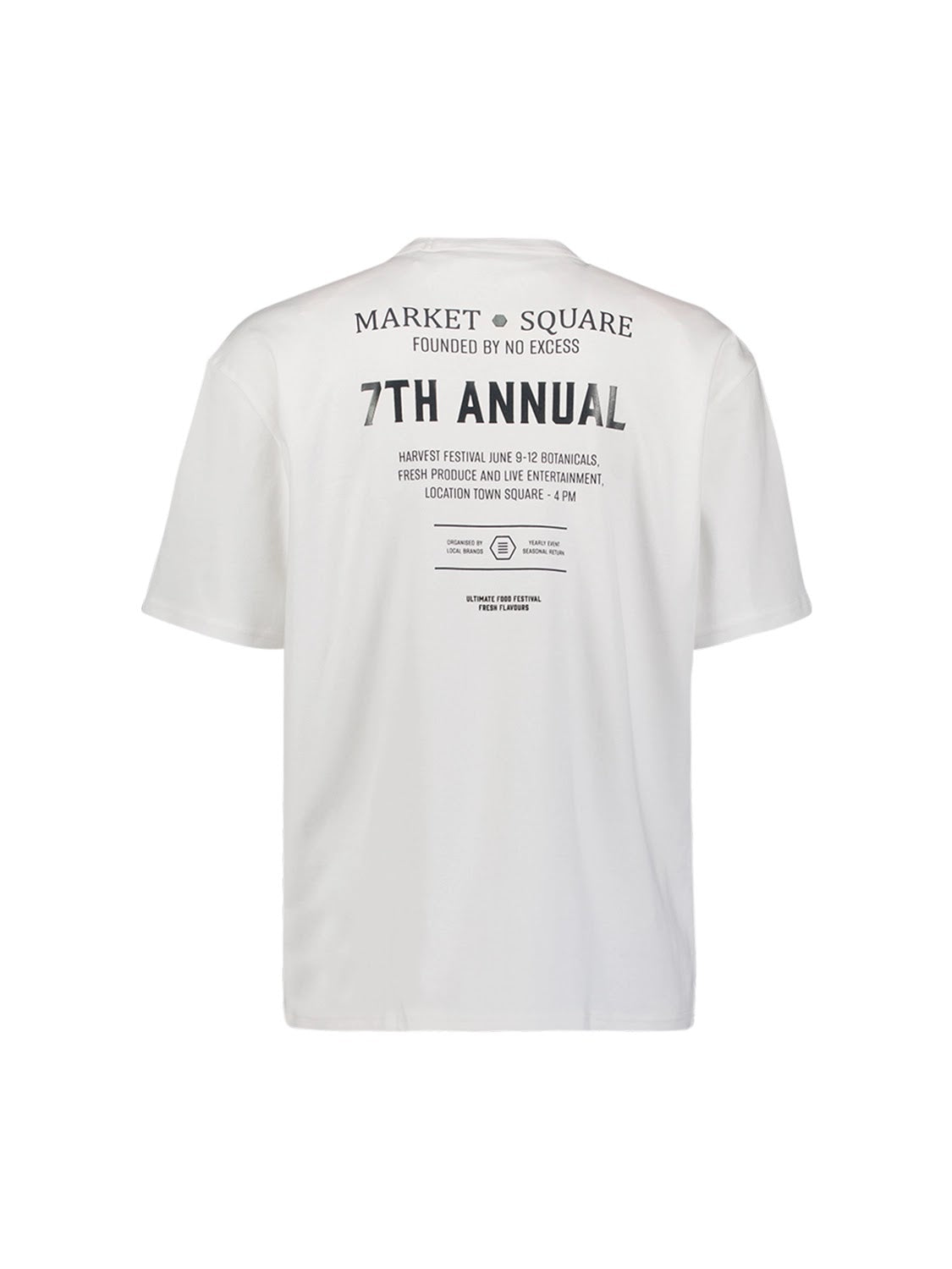 No Excess Logo Relaxed Fit Crew Neck Tee in White