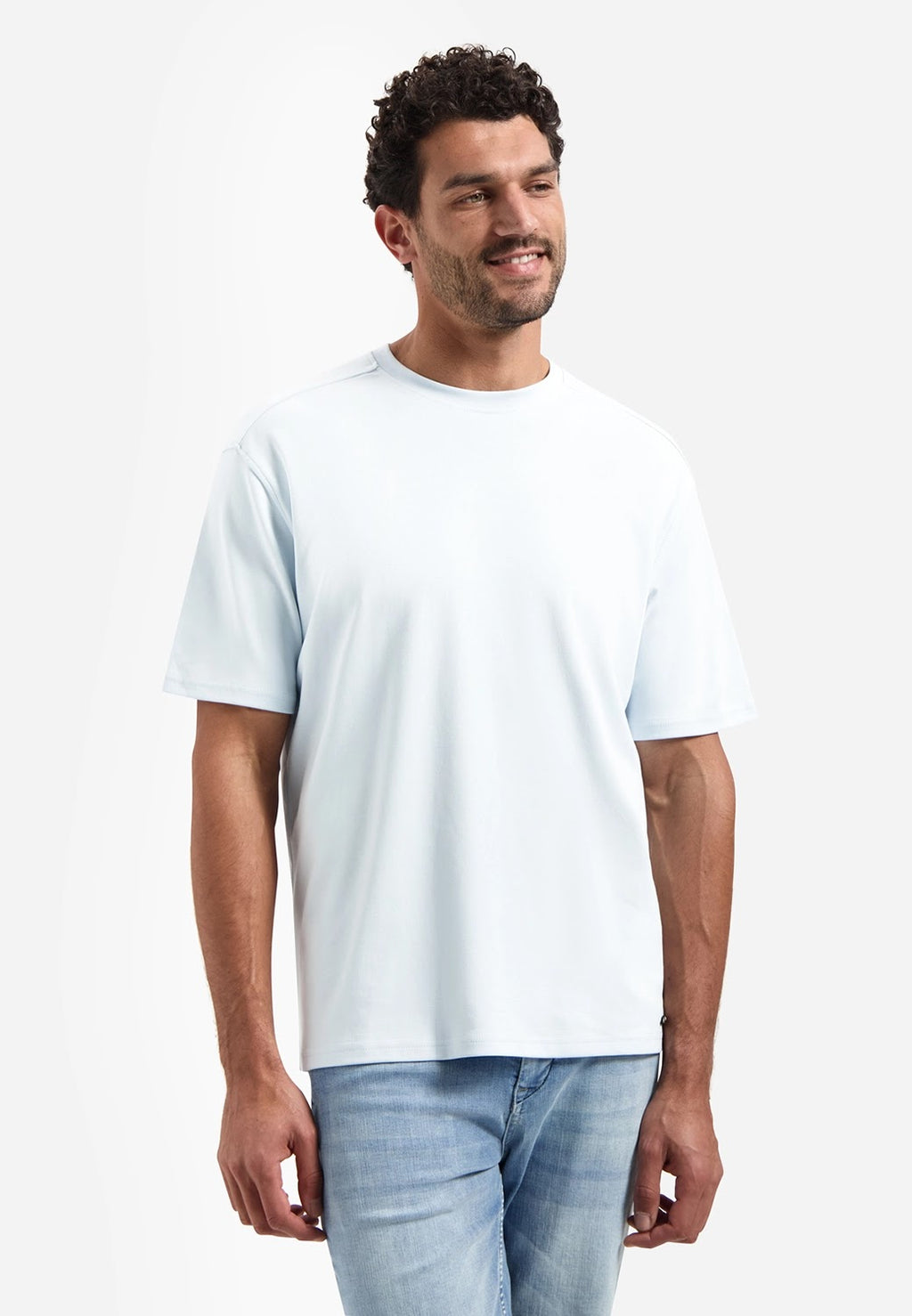 No Excess Relaxed Fit Solid Crew Neck Tee in Sky