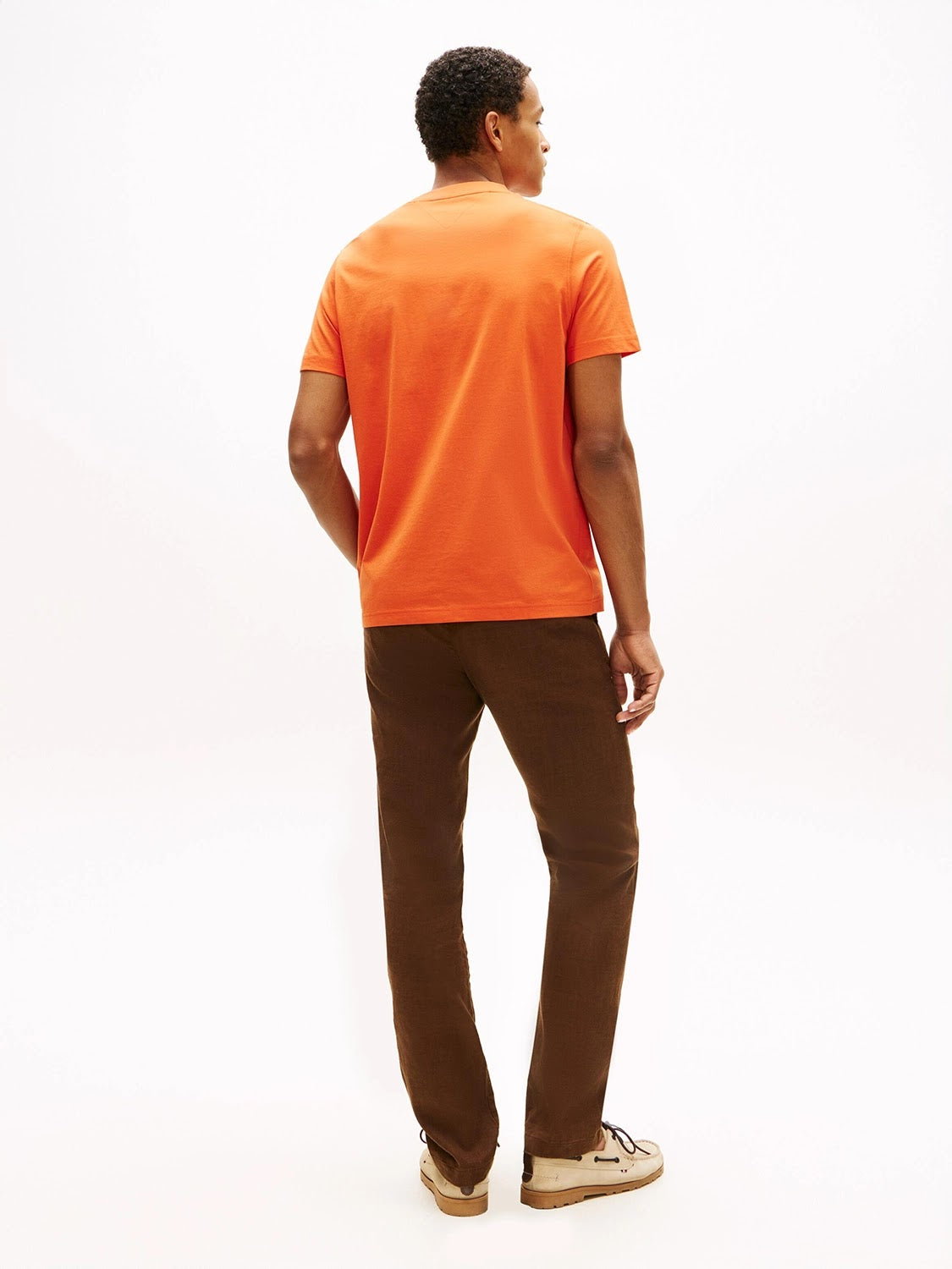Tommy Hilfiger Script Logo Mercerised Cotton Jersey Tee in Brilliant Orange