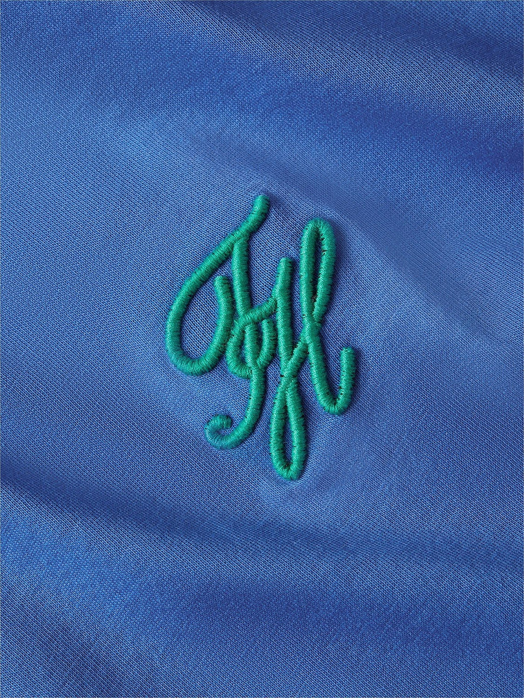 Tommy Hilfiger Script Logo Mercerised Cotton Jersey Tee in Blue Orbit