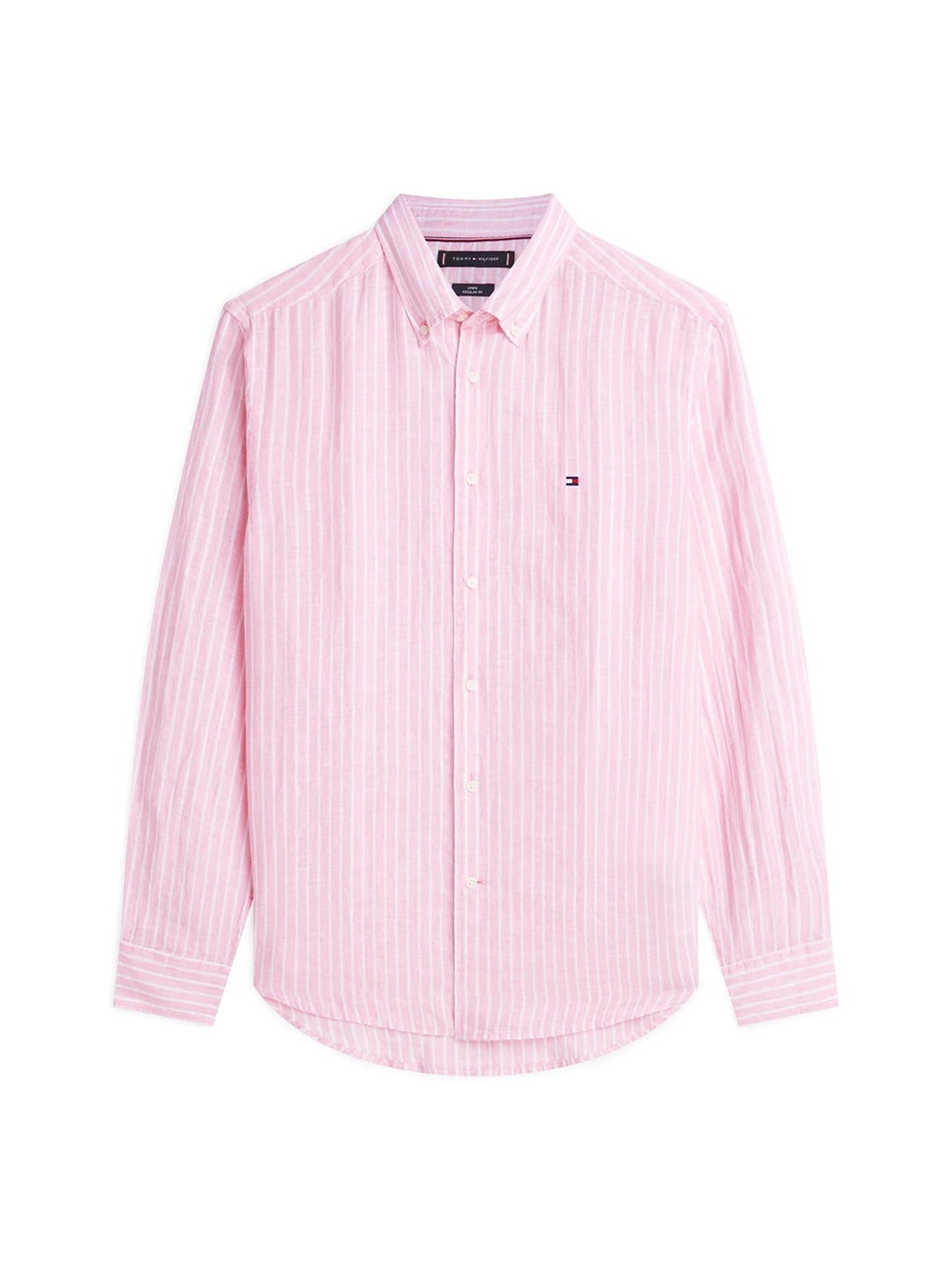 Tommy Hilfiger Linen Bengal Stripe Long Sleeve Shirt in Classic Pink