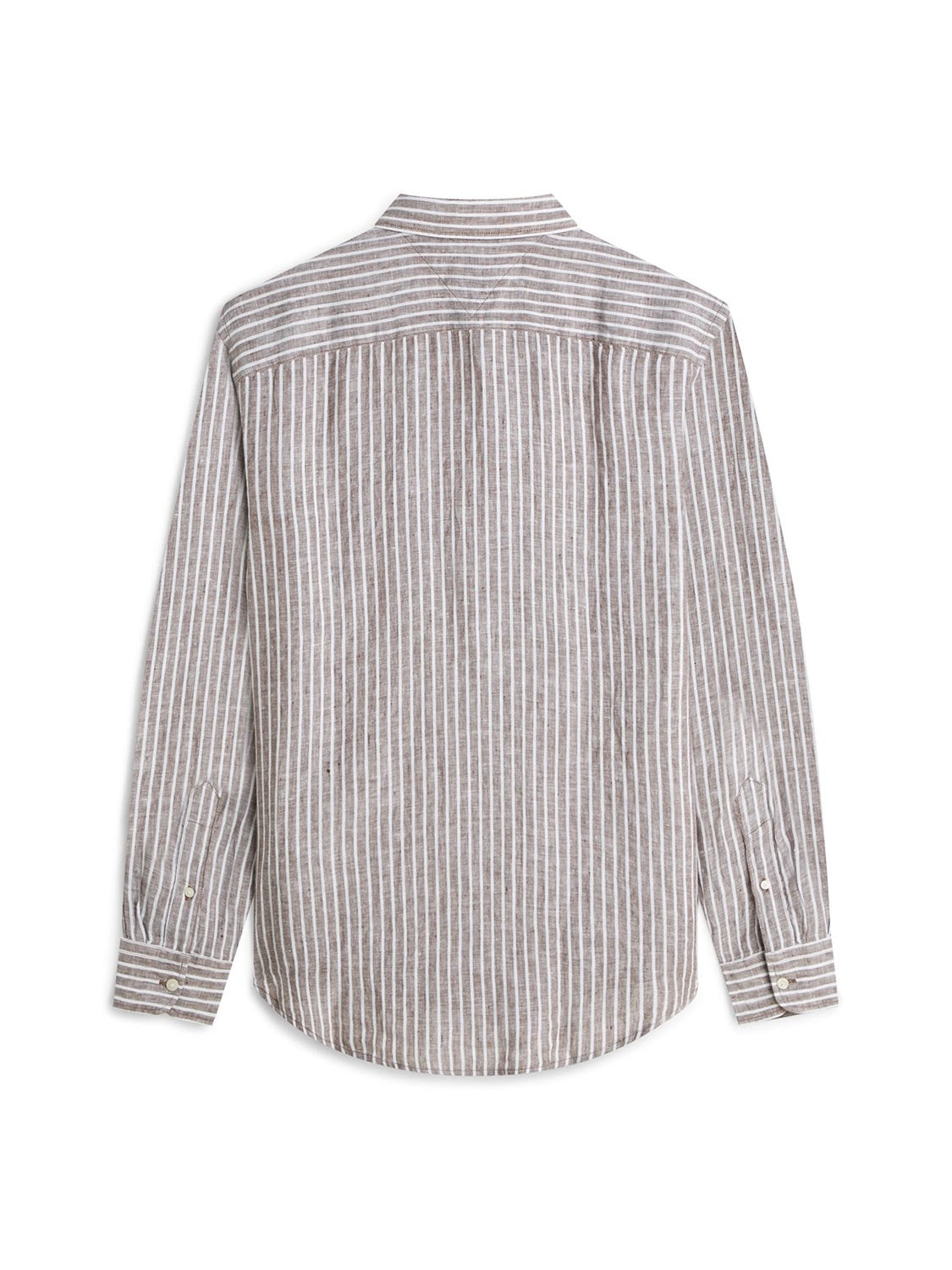 Tommy Hilfiger Linen Bengal Stripe Long Sleeve Shirt in Legacy Brown