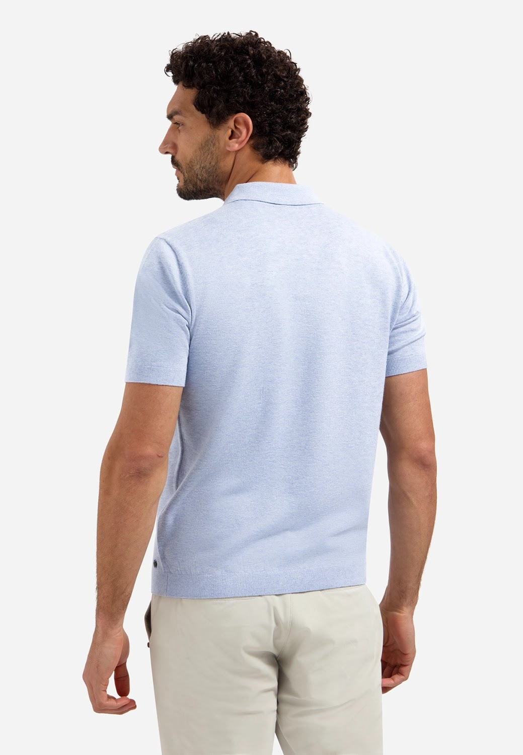 No Excess Johnny Collar Knit Polo in Blue