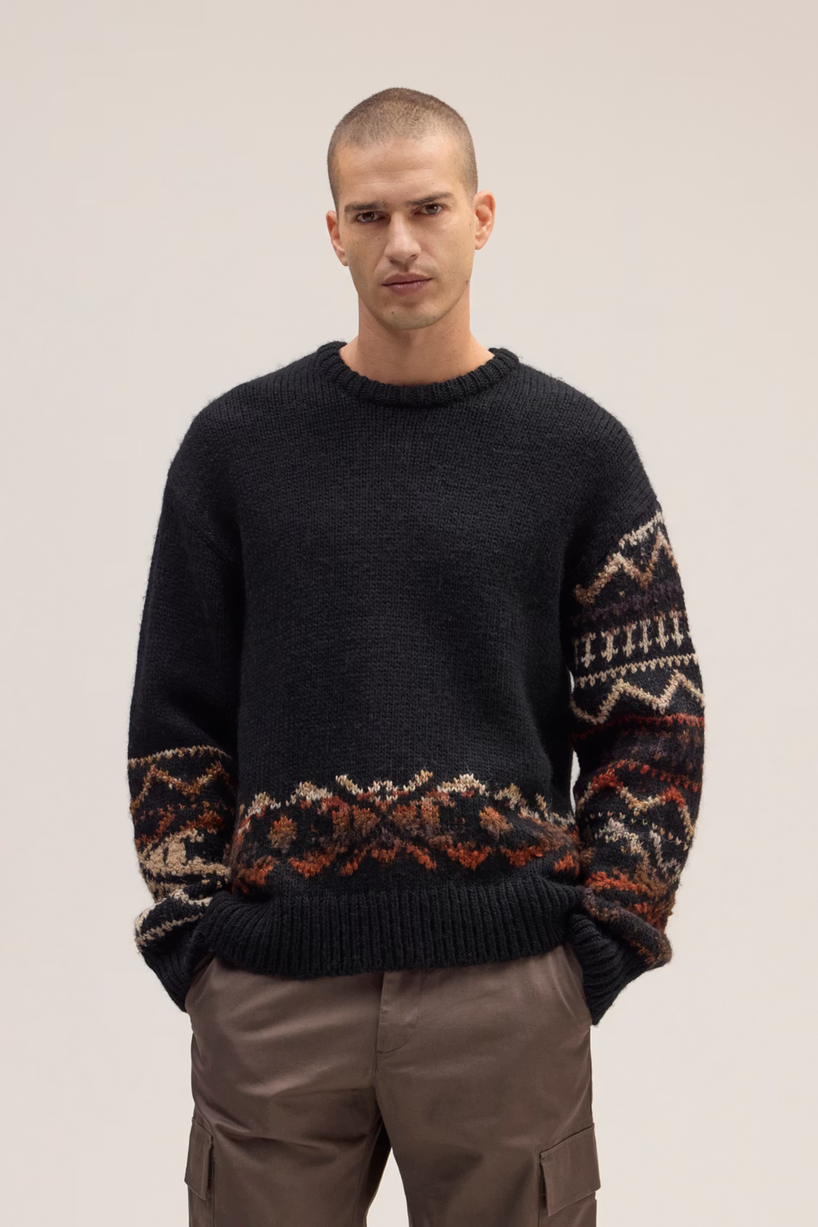 NN07 EMIL 60032 WOOL ALPACA MIX CHUNKY CREW KNIT