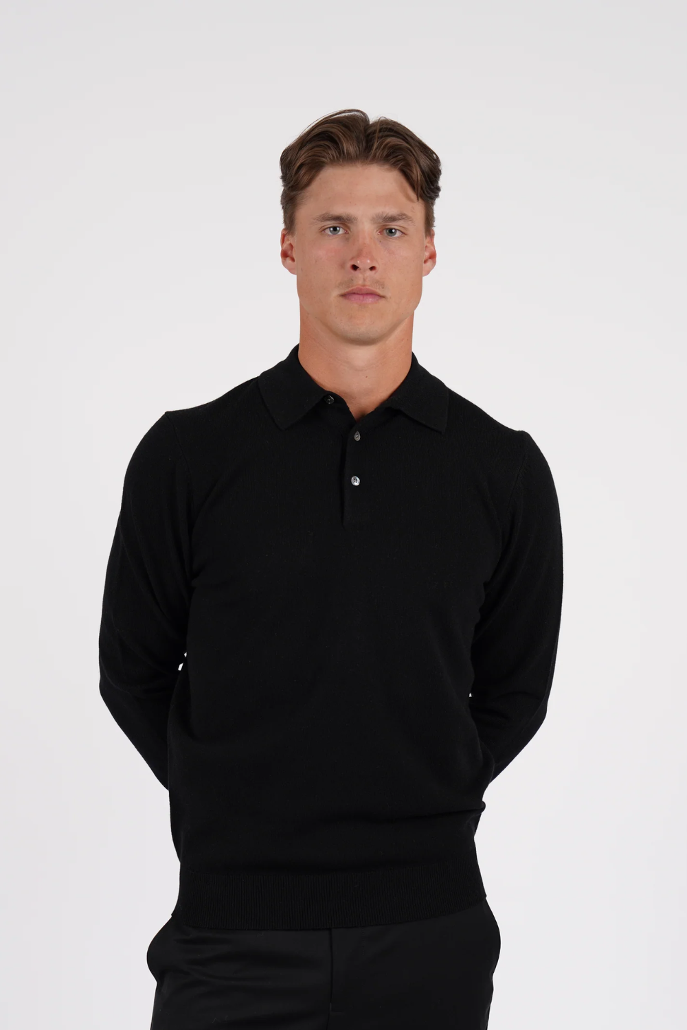 HARDY AMIES PURE MERINO WOOL L/S POLO