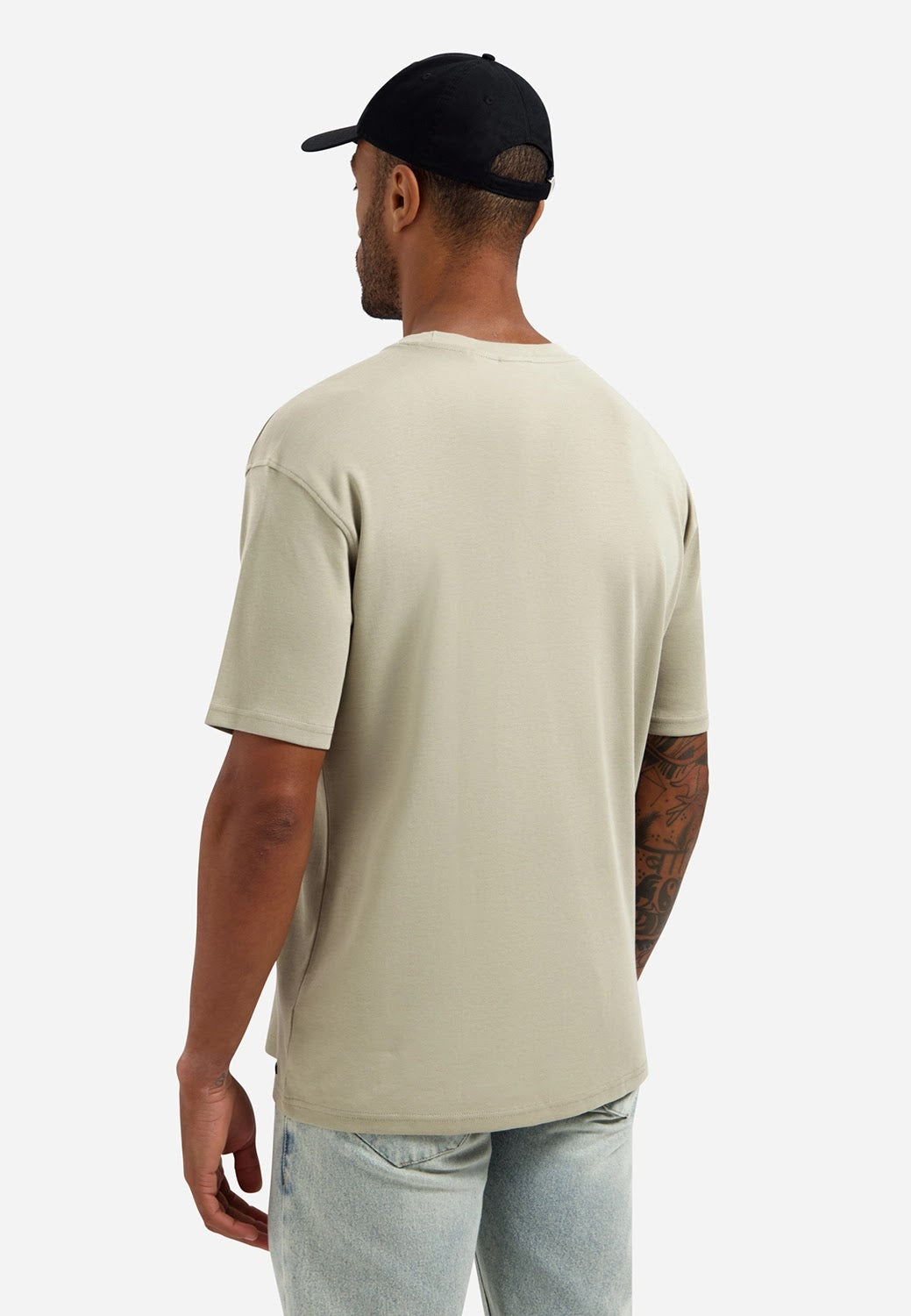No Excess Relaxed Fit Solid Crew Neck Tee in Taupe