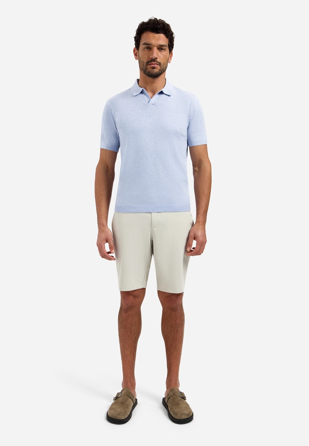 No Excess Johnny Collar Knit Polo in Blue