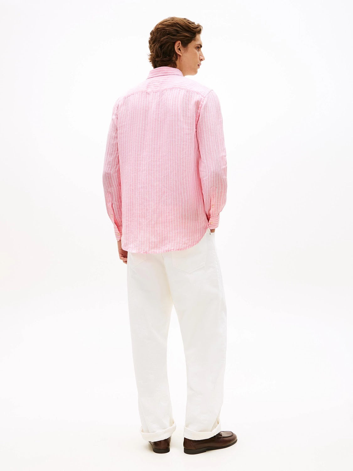 Tommy Hilfiger Linen Bengal Stripe Long Sleeve Shirt in Classic Pink