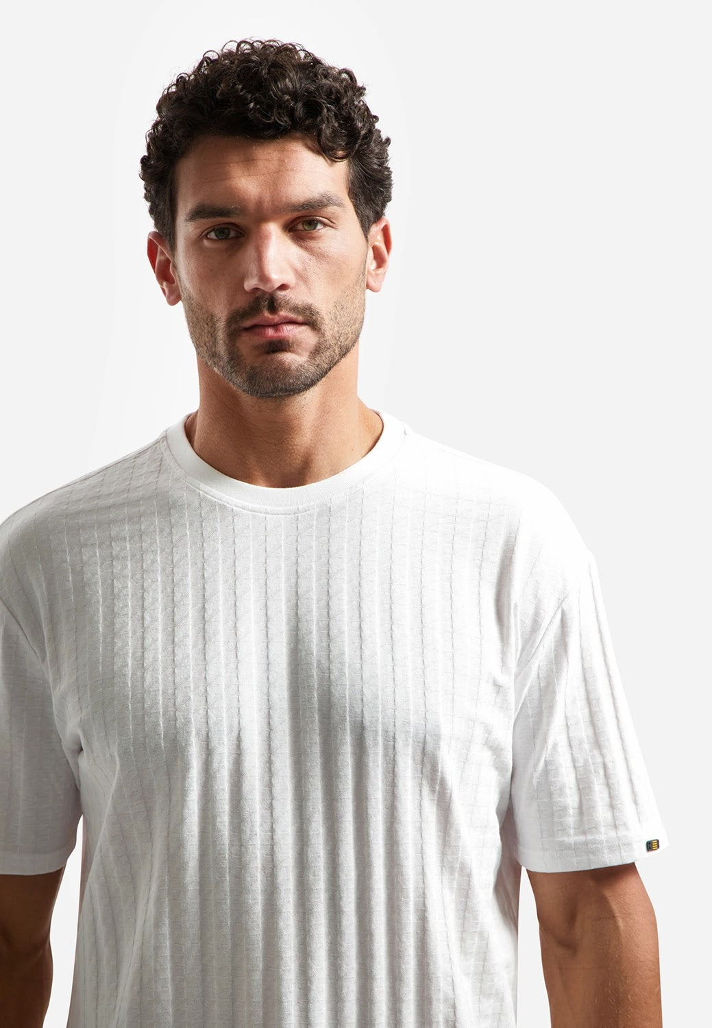 No Excess Textured Crew Neck Tee in White