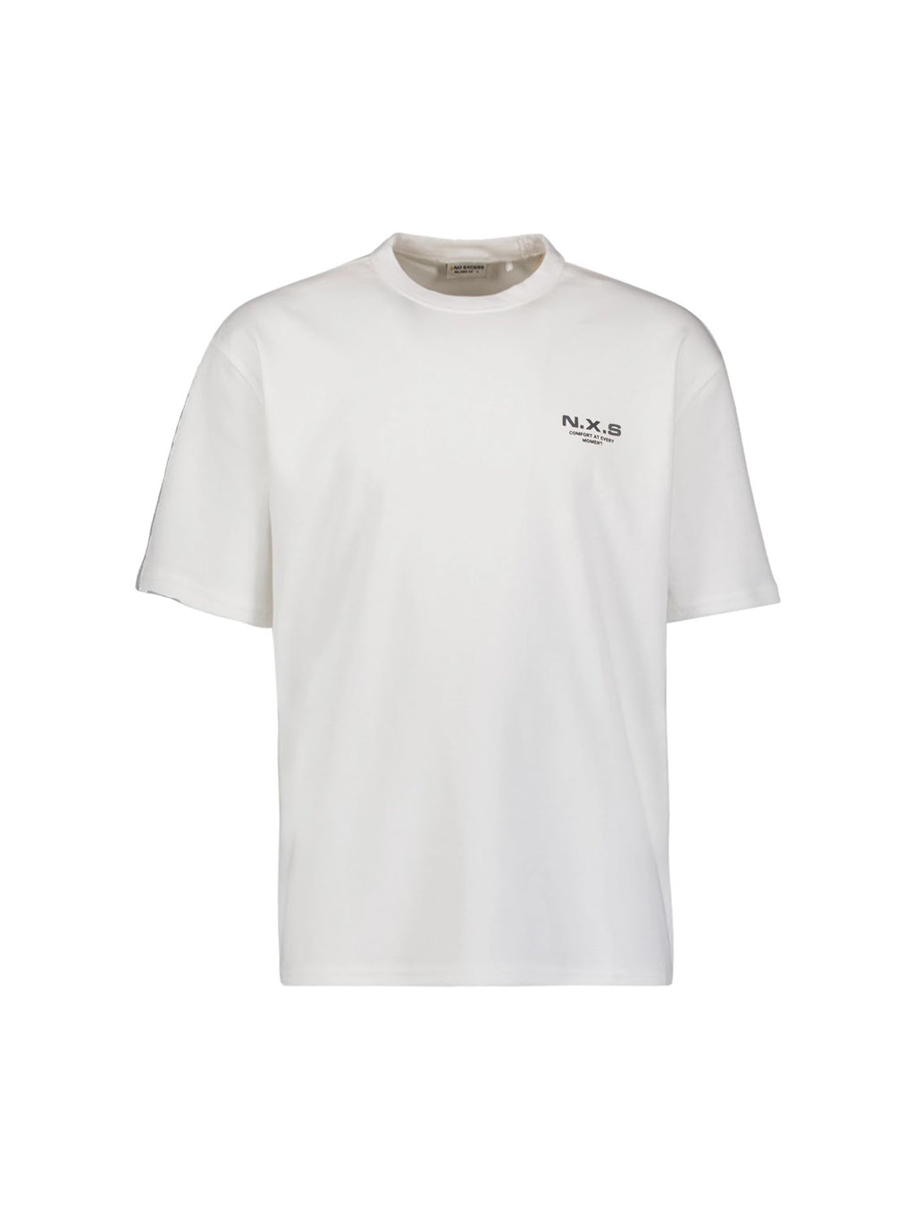 No Excess Logo Relaxed Fit Crew Neck Tee in White