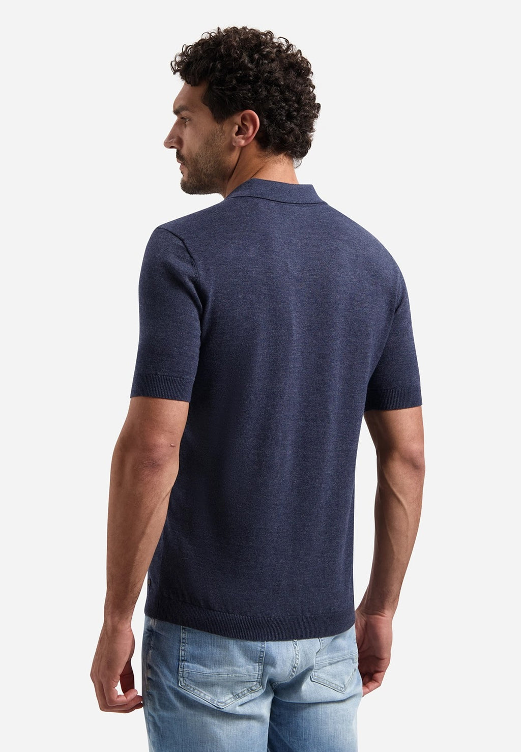 No Excess Johnny Collar Knit Polo in Night