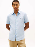 Tommy Hilfiger 100% Linen Short Sleeve Shirt in Breezy Blue