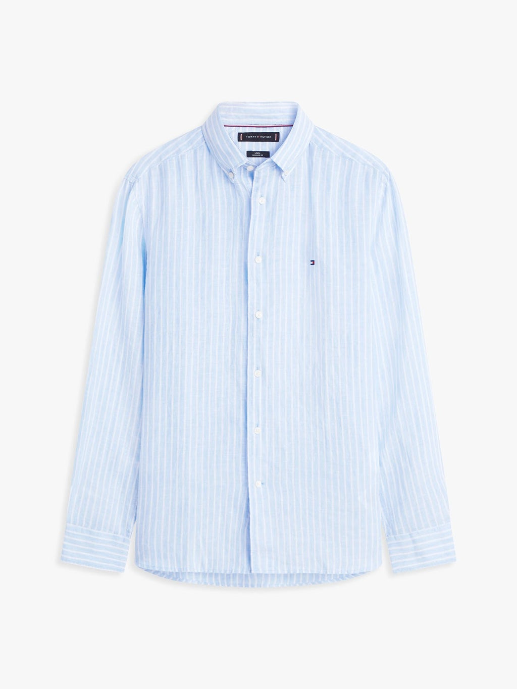 Tommy Hilfiger Linen Bengal Stripe Long Sleeve Shirt in Cloudy Blue