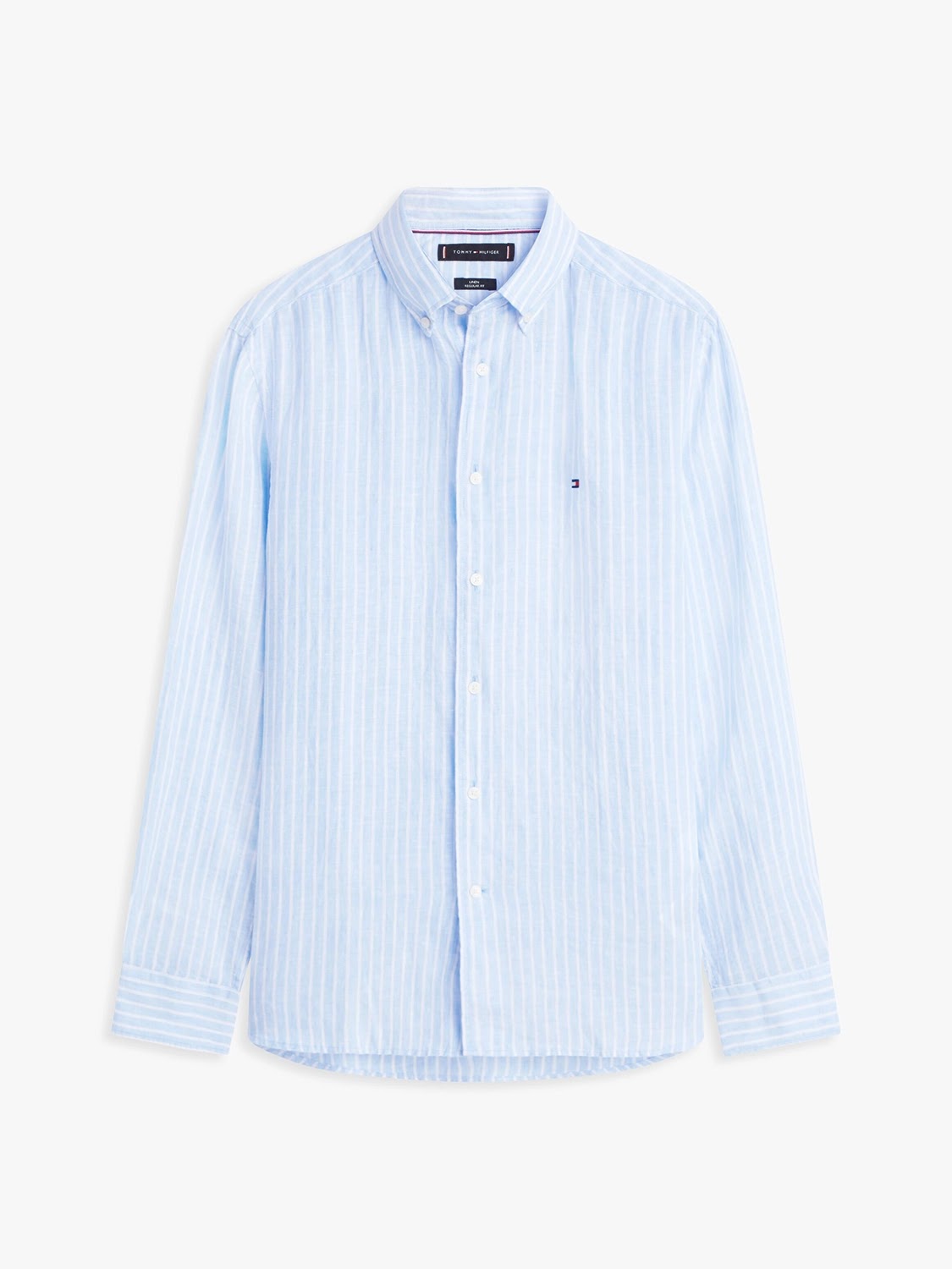 Tommy Hilfiger Linen Bengal Stripe Long Sleeve Shirt in Cloudy Blue