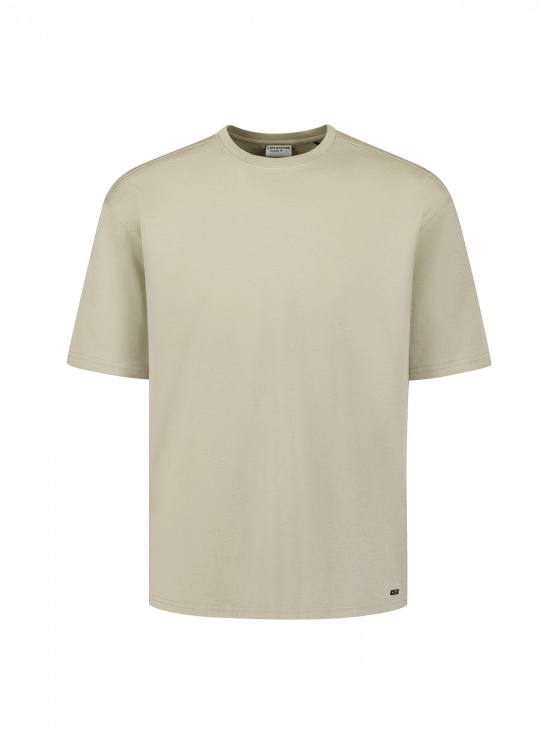 No Excess Relaxed Fit Solid Crew Neck Tee in Taupe