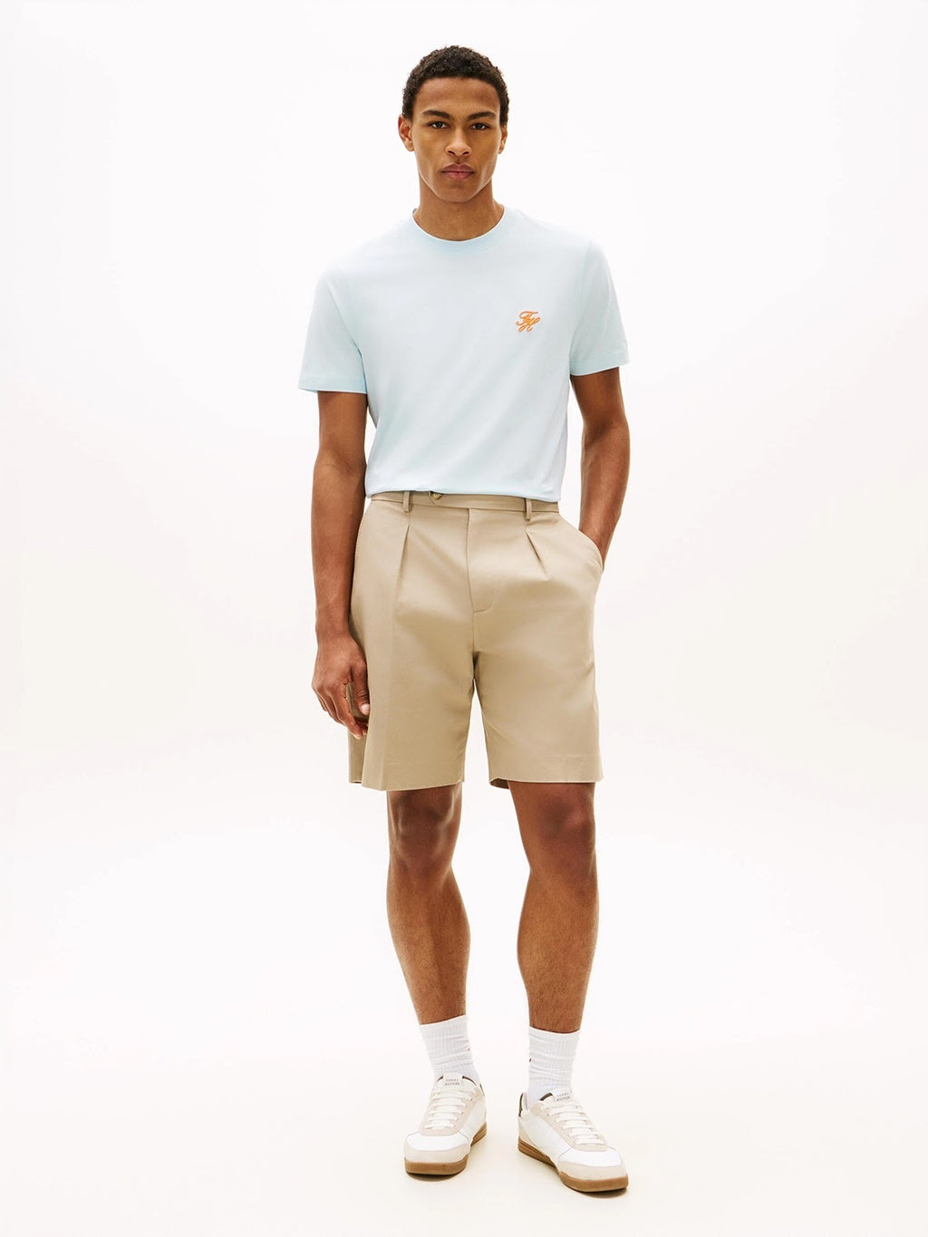 Tommy Hilfiger Script Logo Mercerised Cotton Jersey Tee in Keepsake Blue