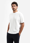 No Excess Textured Crew Neck Tee in White