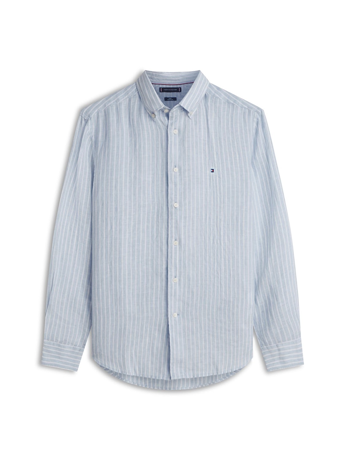 Tommy Hilfiger Linen Bengal Stripe Long Sleeve Shirt in Cloudy Blue