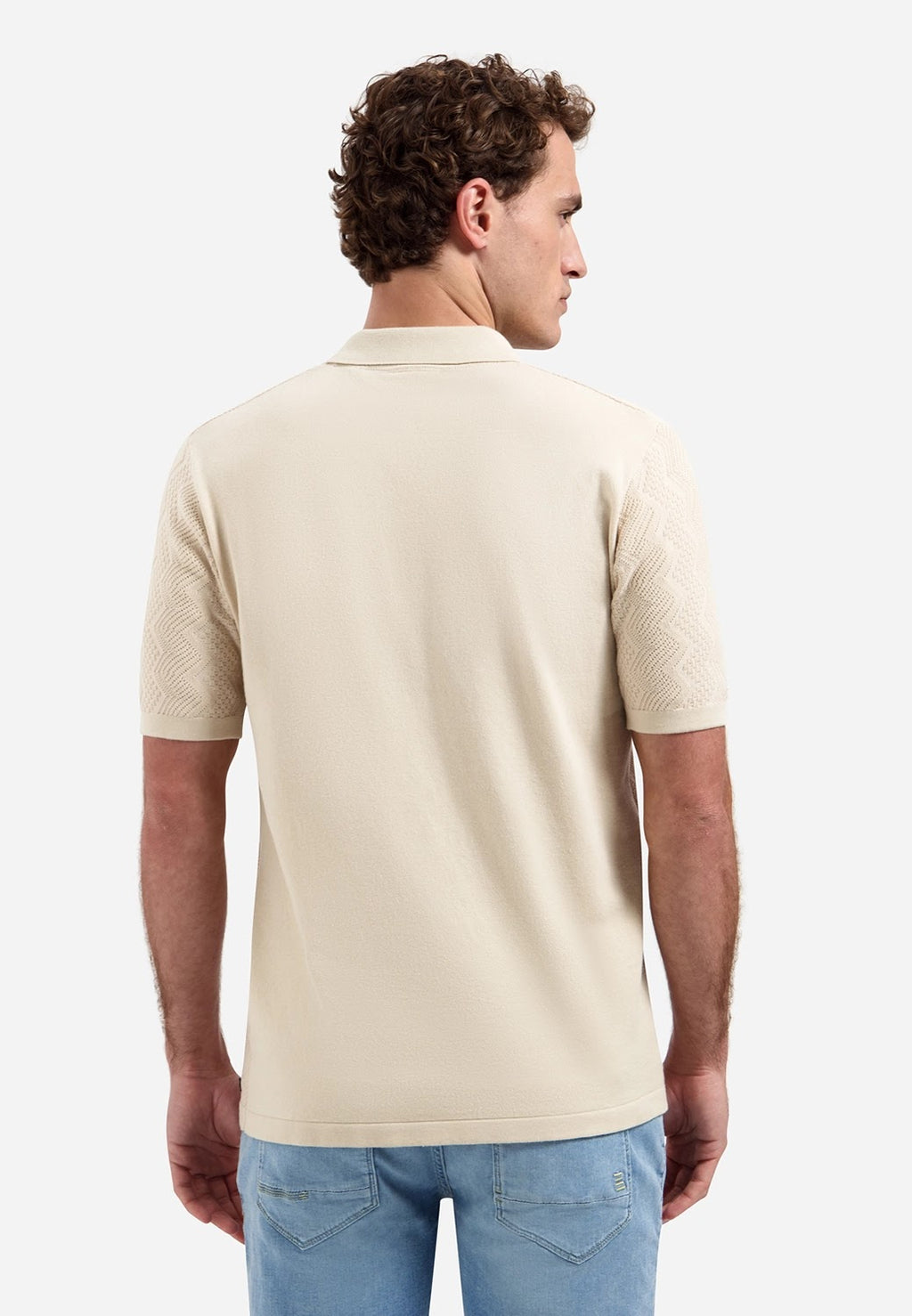 No Excess Textured Knit Polo in Desert