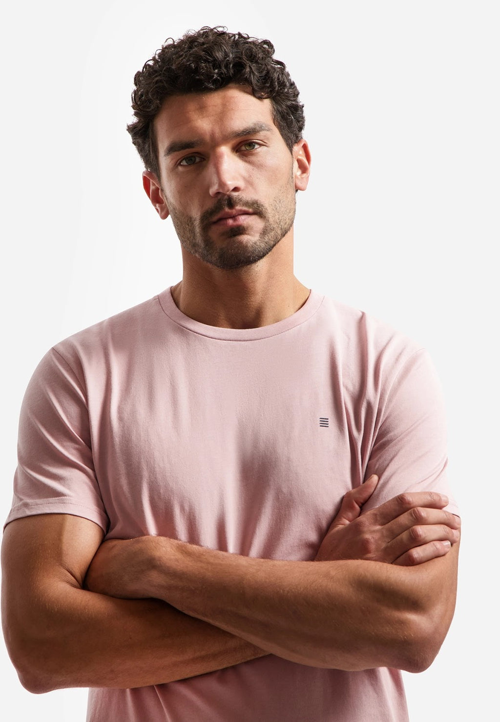 No Excess Solid Crew Neck Tee in Light Mauve